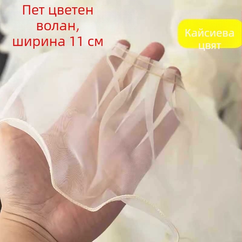 Прозрачен дантелен кант с шестоъгълна мрежа и полиестерна нишка, голям вълнообразен дизайн за занаяти