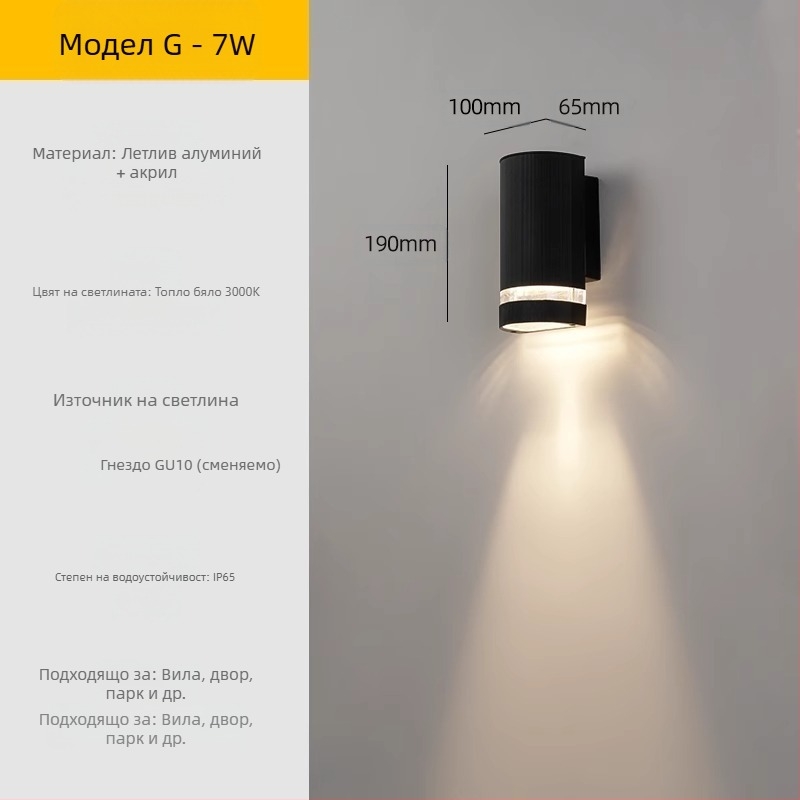 Външна стенна LED лампа – водоустойчива, ABS абажур, алуминиево тяло, квадратна, ниско напрежение ≤36V, за двор и вход