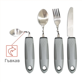 Комплект прибори за хранене от неръждаема стомана 430 с гумена дръжка, сгъваем и гъвкав за възрастни – нож, вилица и лъжица