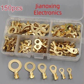 150 броя изолирани медни пръстенни клеми за обжим, кабелни конектори, водоустойчив електрически комплект