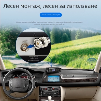 VHF/UHF рогова антена за рации и автомобилни радиостанции, висок коефициент на усилване 10 dB, диапазони 136–174/400–470 MHz, 50 Ω, SWR ≤ 1.5, BNC конектор