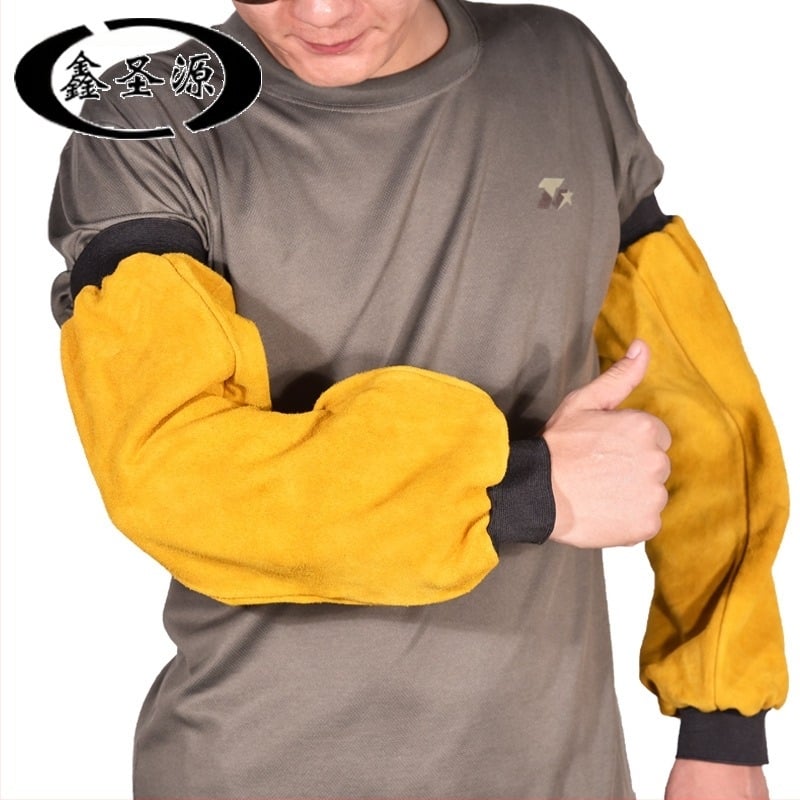 Ръкави за заваряване от говежда кожа с термоизолация, защита срещу изгаряния и износоустойчивост, огнеупорна облицовка; подплата от кожа; тегло около 0,4 кг; подходящи за електрозаваряване и металургия