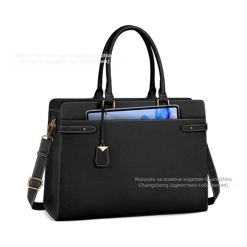 Дамска PU чанта за лаптоп — издръжлива, разширяема, мултифункционална, с голям капацитет, офис раменна чанта с PU подплата (Пролет 2024)