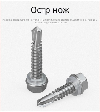 Стоманен винт с външна шестогранна глава, самонарезен и самодръжащ, dovetail тип, 410, клас 4, GB/T 15856.4-2002