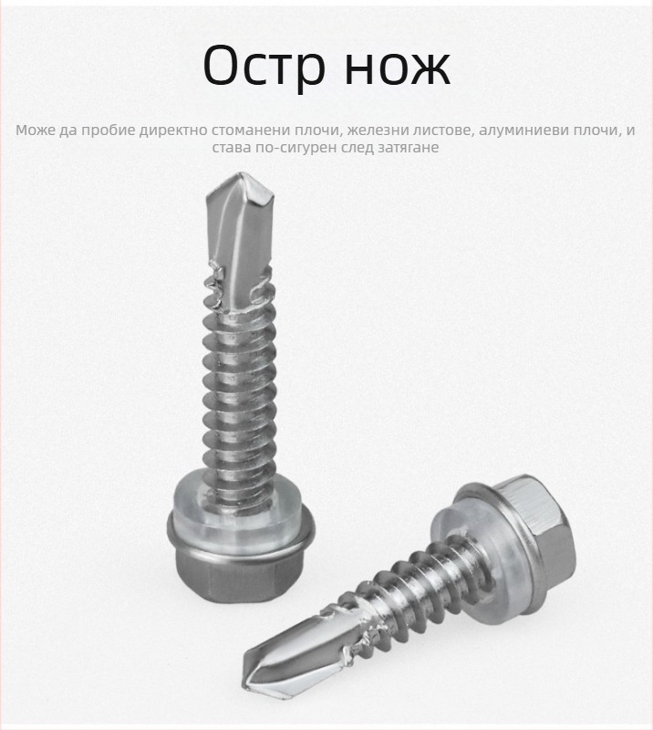 Стоманен винт с външна шестогранна глава, самонарезен и самодръжащ, dovetail тип, 410, клас 4, GB/T 15856.4-2002