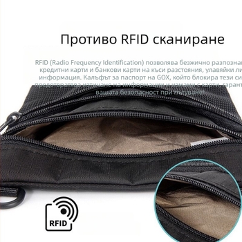 RFID-блокиращ паспортен държател с джоб за телефон, унисекс, градски минималистичен стил, полиестерна конструкция, подплата от найлон