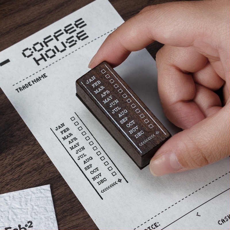 Дървен печат в кутия с лунна фаза, винтидж стил, материал: Hemu