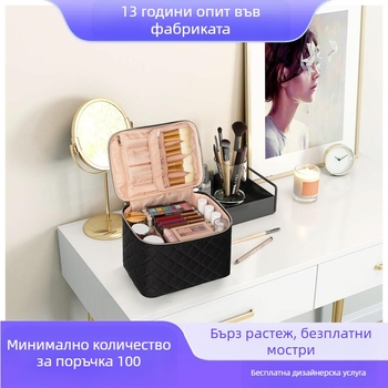 Преносима козметична кутия за съхранение, многослойна и мултифункционална, органайзер за бижута; материал по поръчка, печатано лого, пускане през 2023 г., стил модерен и опростен.