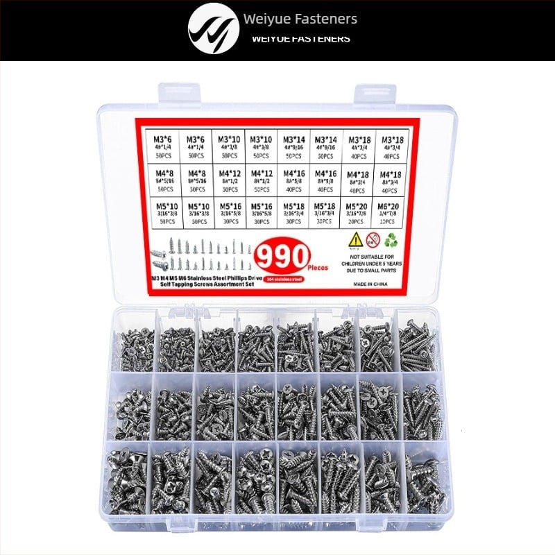 990 бр. самонарезни винтове с кръстосана глава и жлеб, 304 неръждаема стомана, GB845/GB846