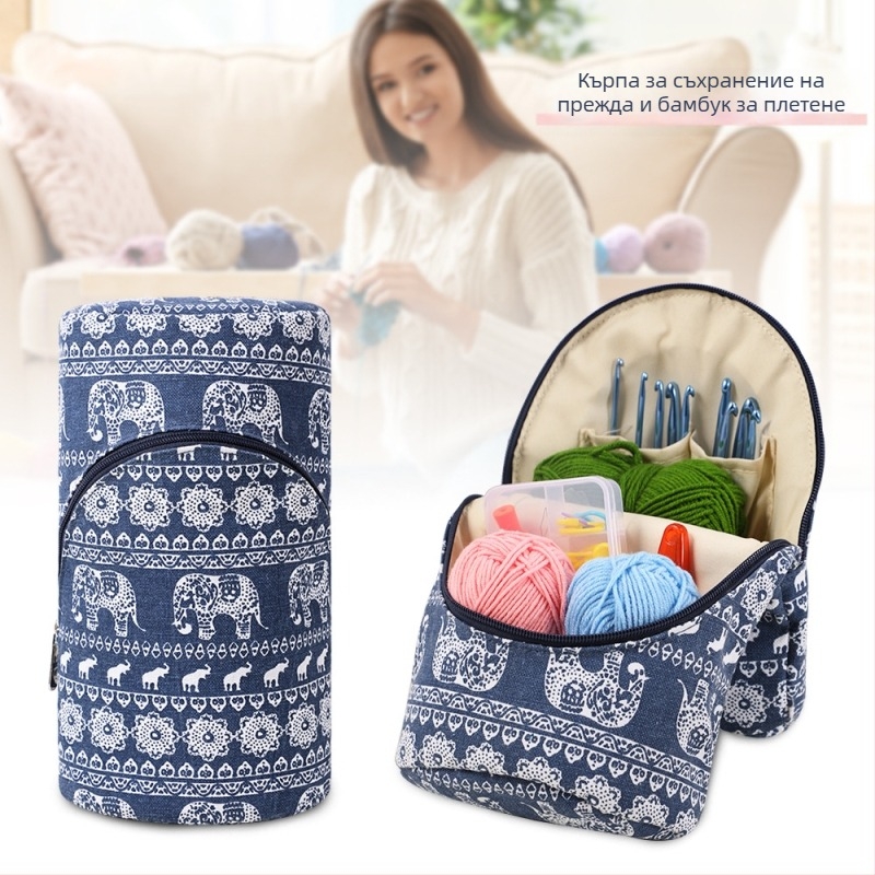 Zuuman EB085 цилиндрична висяща торба за съхранение на crochet инструменти – 600D Oxford плат, многофункционална