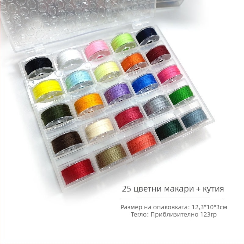 Прозрачна кутия за бобини с нишки, 36 отделения и 25 отделения, комплект за шиене с фиксирани цветове