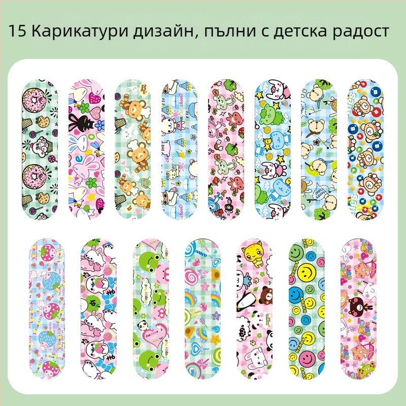 Мультяшен водоустойчив пластир за деца, еднократен, мек PE материал, 100 бр./кутия, марка Miaoqiling