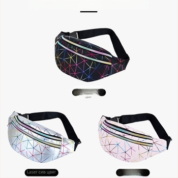 Женска поясна чанта PU със цип, вътрешен джоб с цип, триизмерен дизайн, междинен слой, подплата полиестер