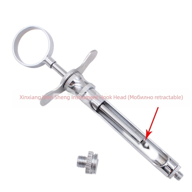 Зъболекарска спринцовка с два върха: кука и остър връх, неръждаема стомана, инструмент за устната кухина