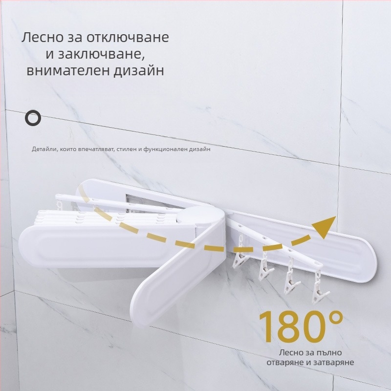 Sudijia сгъваема закачалка за дрехи със въртяща се стойка за чорапи, кръгъл дизайн с клипове, пластмасова