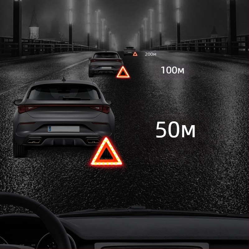 Рефлекторен предупредителен знак за автомобил с трипод – ABS пластмаса, сгъваем трипод, автомобилна безопасност, лицензирана частна марка