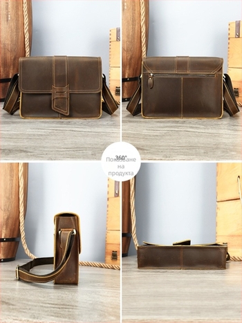 Мъжка кожена чанта за рамо, кожа от първи слой телешка, полиестерна подплата, лято 2025, за бизнес пътувания