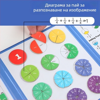 Образователна играчка за дроби: Хартиен магнитен диск за разграждане на дроби, DIY за деца 4–6 г, интелектуално развитие