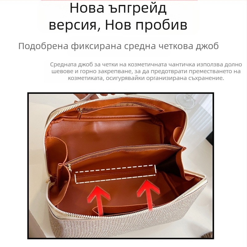 Козметична чанта - полиестерен външен слой, PU подплата, водоустойчива и подходяща за съхранение за жени, Hina Comfort