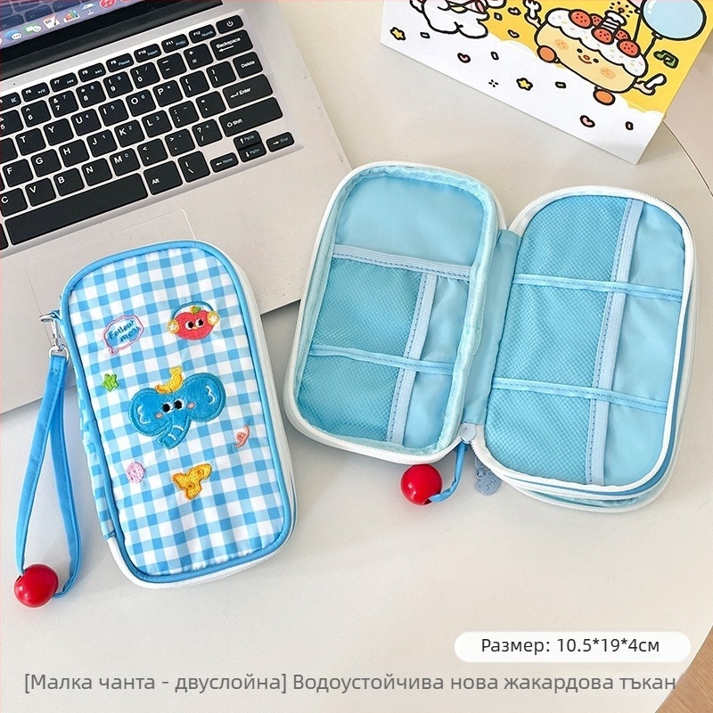 Чанта-органайзер за кабели за данни, преносима многослойна чанта за пътуване за Кабели, USB памети и слушалки, полиестерна чанта в стил ръчна