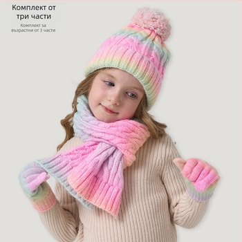 Комплект шапка, шал и ръкавици за зимата – шапка с купол без козирка, акрилно влакно >96%, подходящ за деца 1–2, 2–4 и 4–6 години