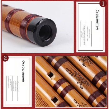 Флейта за начинаещи: права флейта с 6 дупки, нотен диапазон CDEFG, в комплект кадифена чанта