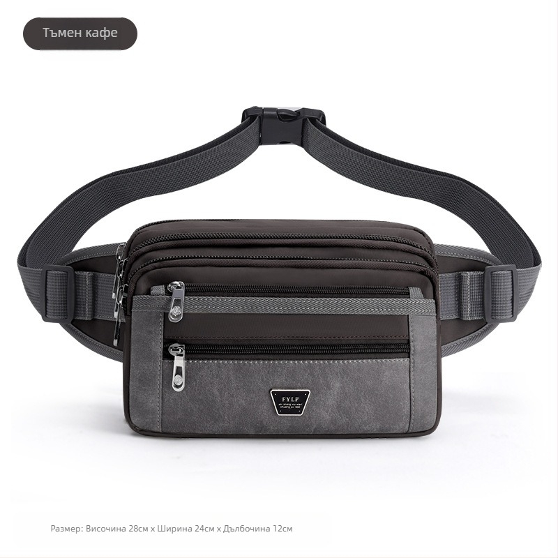 Мъжка поясна чанта - найлон, градски стил, дишаща, голям капацитет, подплата от полиестер