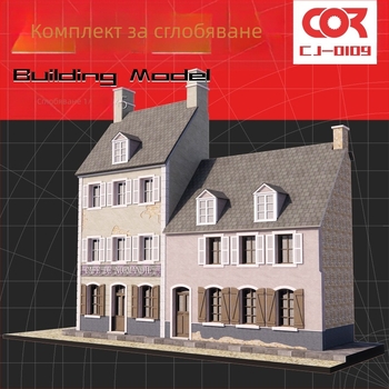 Дървен диорамeн комплект за сценичен модел, за сглобяване, кафе сграда и къща, мащаб 1:35