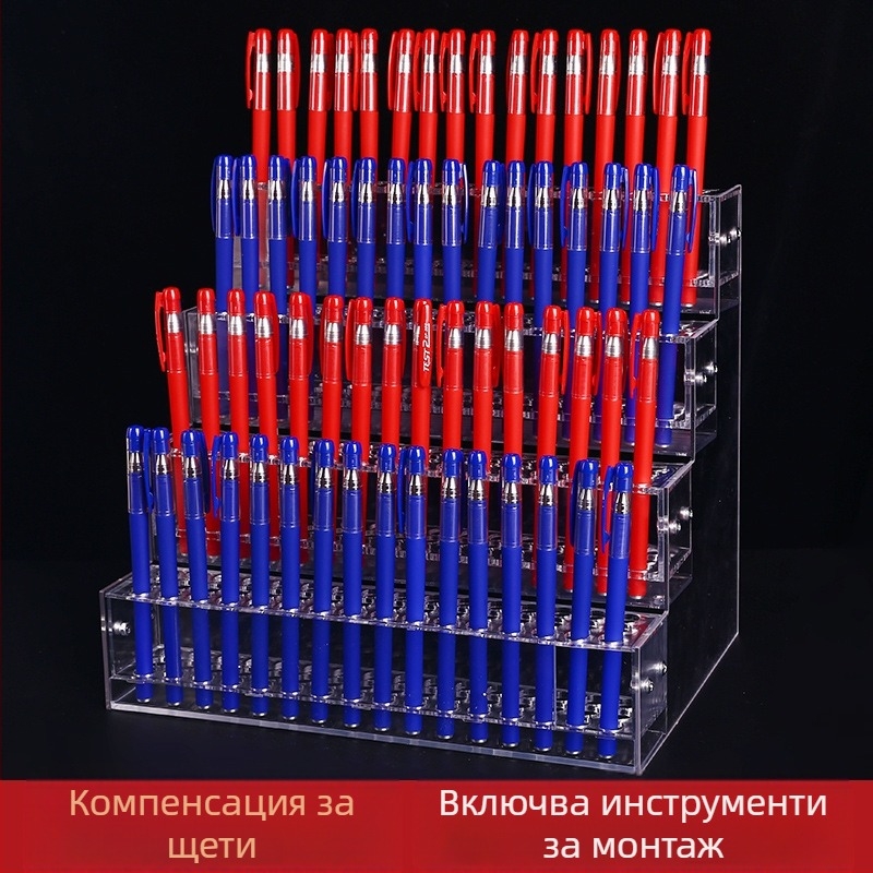 Акрилен дисплей за фиби за коса с многослоен държач – пластмасова конструкция; 1–4 слоя; 48/96/144/192 дупки