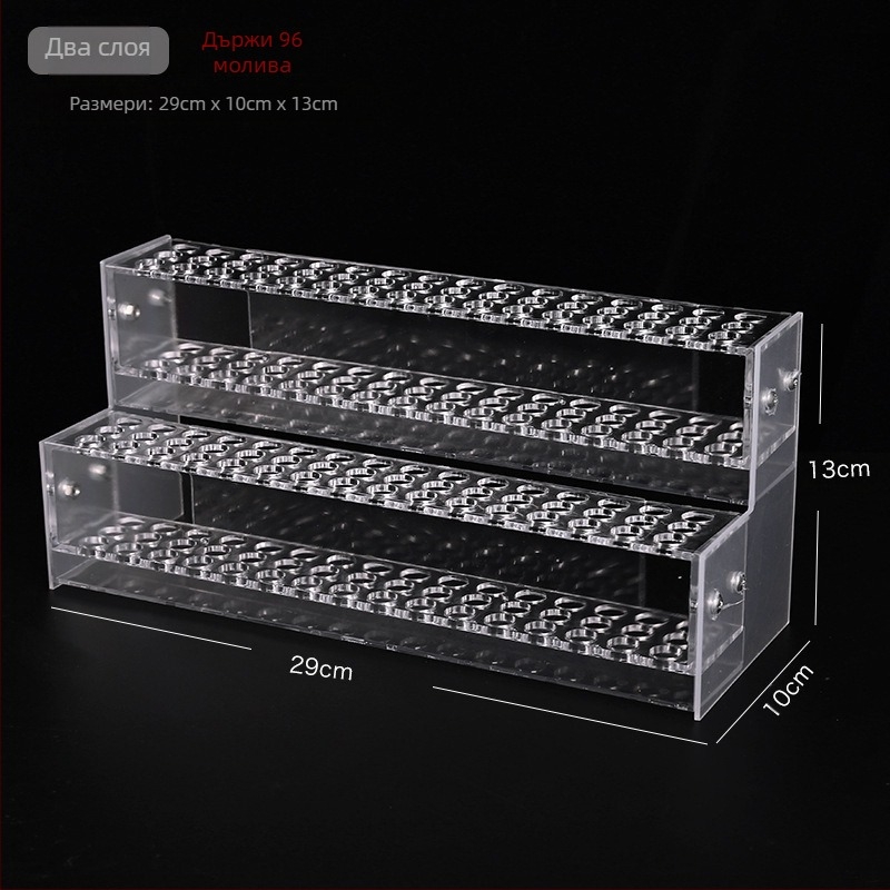 Акрилен дисплей за фиби за коса с многослоен държач – пластмасова конструкция; 1–4 слоя; 48/96/144/192 дупки