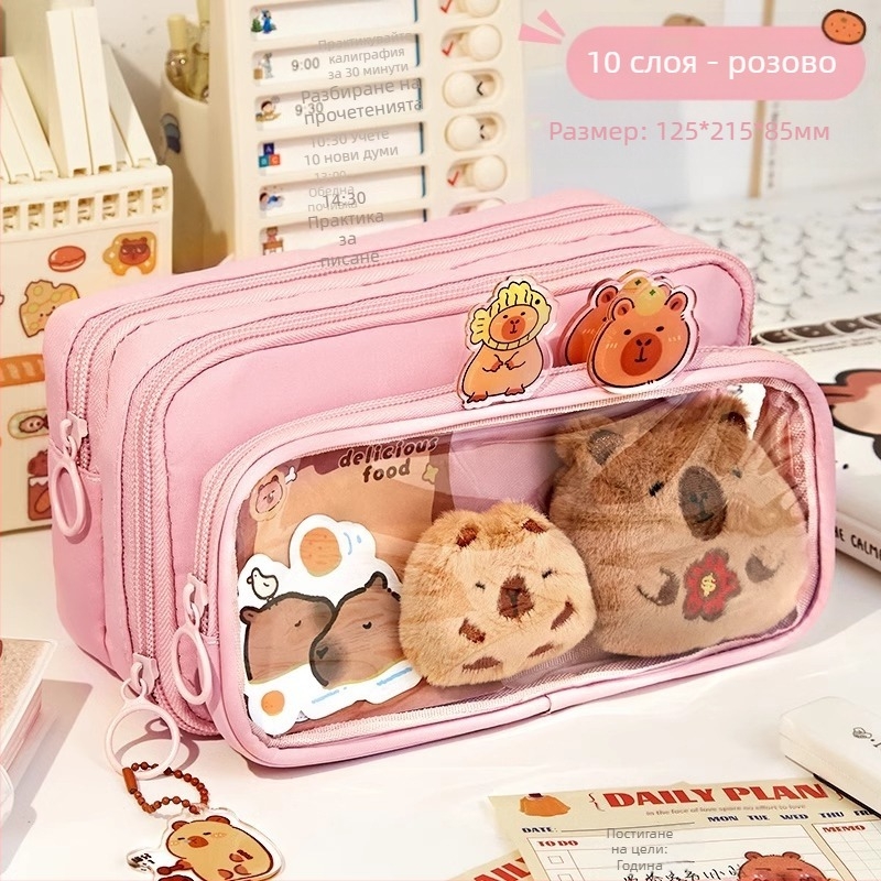 Калъф за моливи с голям капацитет, платнен, за ученици от началното до гимназиалното образование, корейски стил