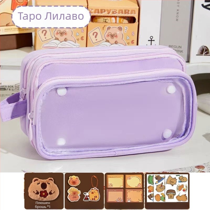 Калъф за моливи с голям капацитет, платнен, за ученици от началното до гимназиалното образование, корейски стил