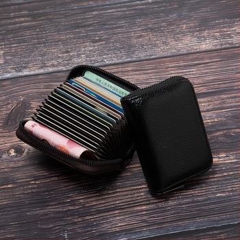 PU кожен RFID калъф за карти, защита срещу кражба, унисекс, портфейл с една сгъвка, ежедневна употреба