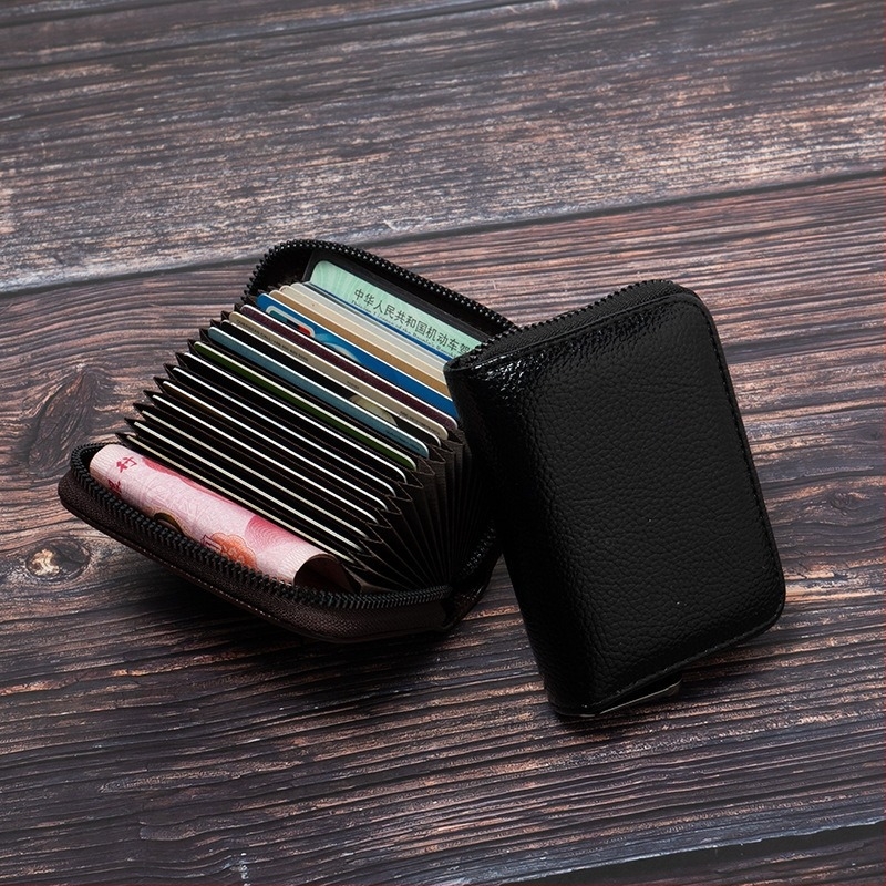 PU кожен RFID калъф за карти, защита срещу кражба, унисекс, портфейл с една сгъвка, ежедневна употреба