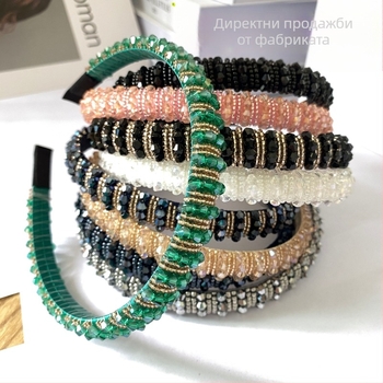 Лента за глава с кристални мъниста, ръчно плетена барокова лента за жените — Strings of poetry