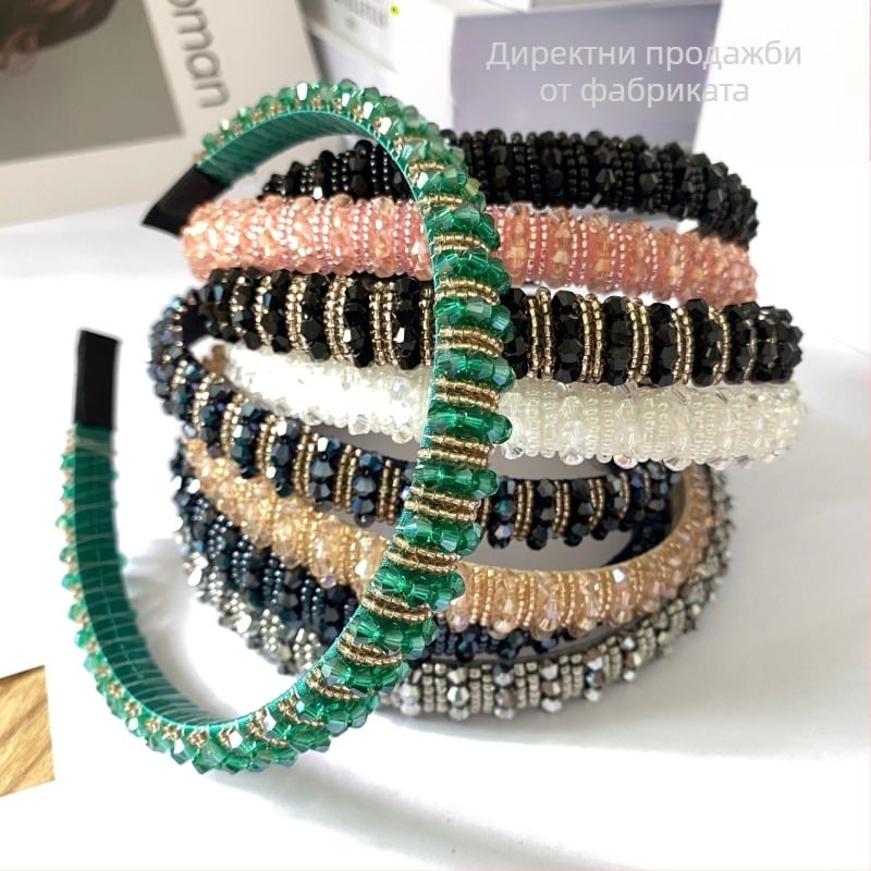 Лента за глава с кристални мъниста, ръчно плетена барокова лента за жените — Strings of poetry