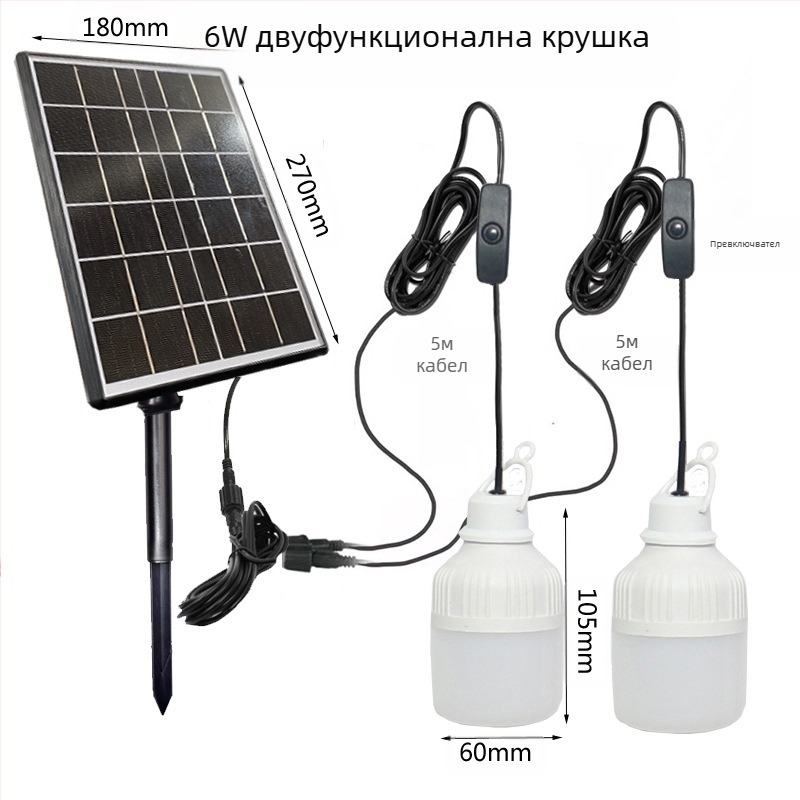 Нова соларна LED крушка със разделена система осветления 1:2 за градински фенери