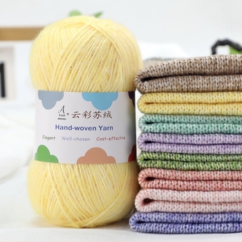 Ръчно плетена прежда за шал и пуловер, смесена вълно-памучна, вълнен процес на прядене, групова нишка, марка Comfortable