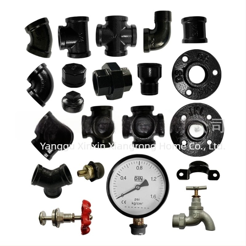 6 бр. тръбни скоби за рафт — чугунена с резба, ретро индустриален стил, DIY декор за мебели