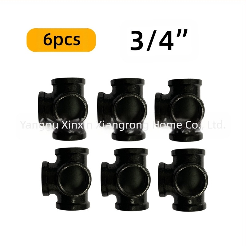 6 бр. тръбни скоби за рафт — чугунена с резба, ретро индустриален стил, DIY декор за мебели