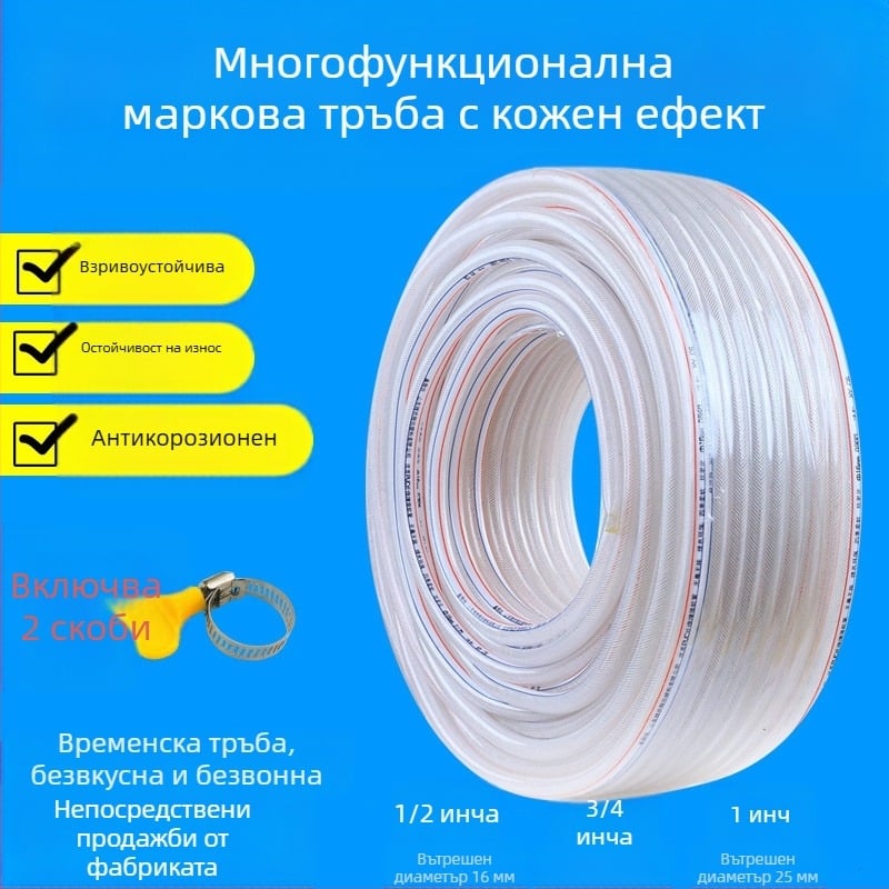 PVC воден маркуч за домакинство, устойчив на замръзване, подходящ за миене на автомобили и поливане, тръба със текстура змийска кожа, CE сертифициран
