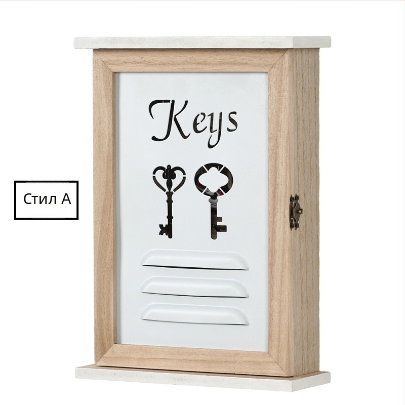 Дървена кутия за съхранение на ключове, стенен монтаж, растителен мотив, японски стил