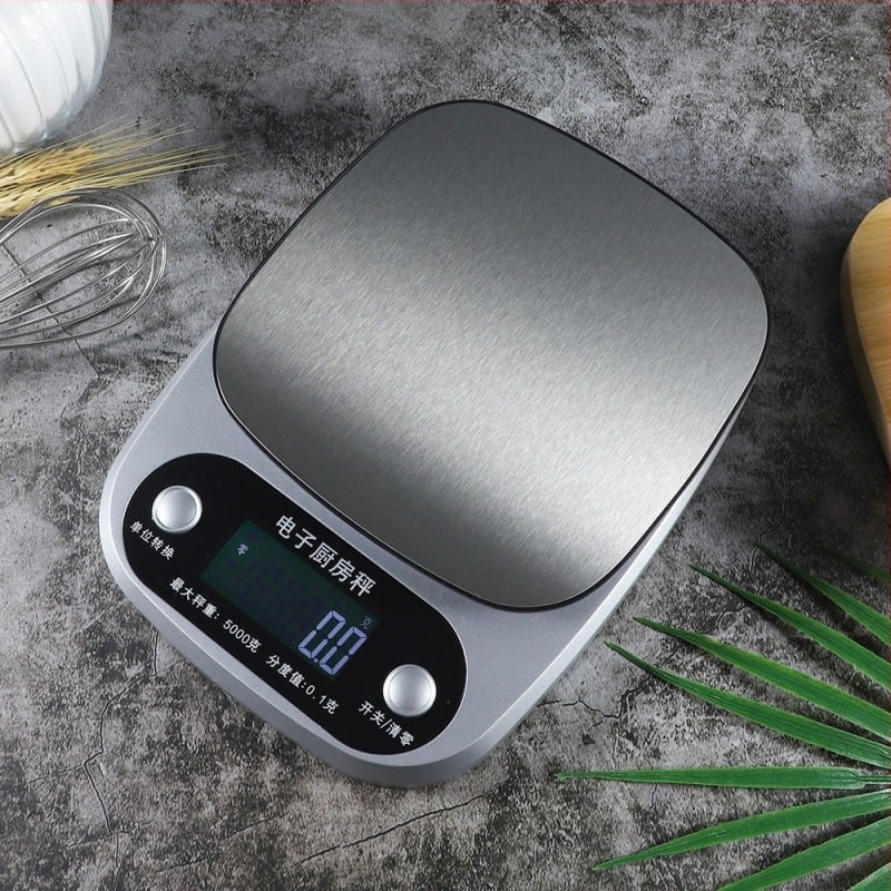 Кухненска електронна везна K305, капацитет 10 кг, корпус от неръждаема стомана/ABS пластмаса и алуминий, електронно измерване, захранване с суха батерия или презареждаема литиева батерия