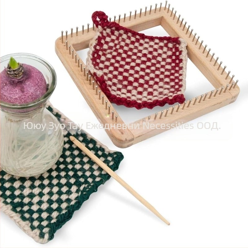 Квадратно плетачно устройство за шапки и шалове, модели цветя и мрежи; кутия 100 бр., тегло 120 г, налична персонализация; стилове: сладък, бохемски, карикатурен, нов китайски стил