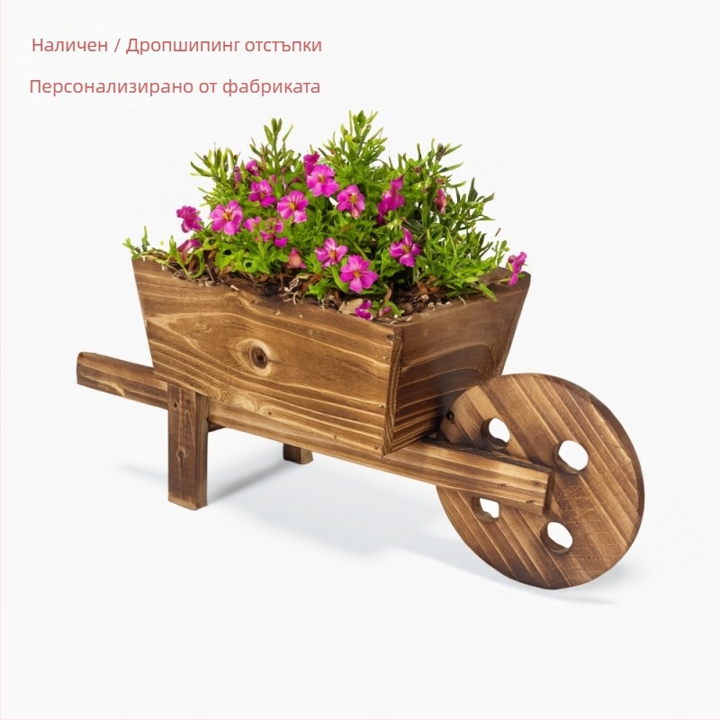 Дървена саксия, идиличен стил; дишаща, устойчива на корозия; ръчна изработка; подходяща за стенен монтаж, настолен и подов монтаж