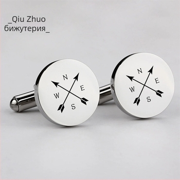 Кръгли огледални копчета за маншети от неръждаема стомана, френски стил, с гравиране, персонализируеми за мъжки ризи