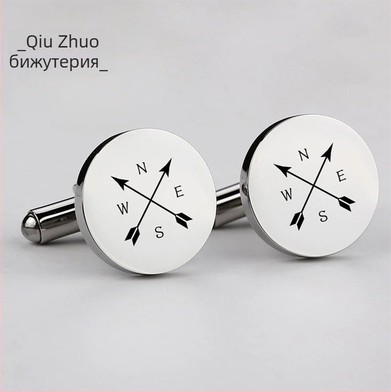 Кръгли огледални копчета за маншети от неръждаема стомана, френски стил, с гравиране, персонализируеми за мъжки ризи