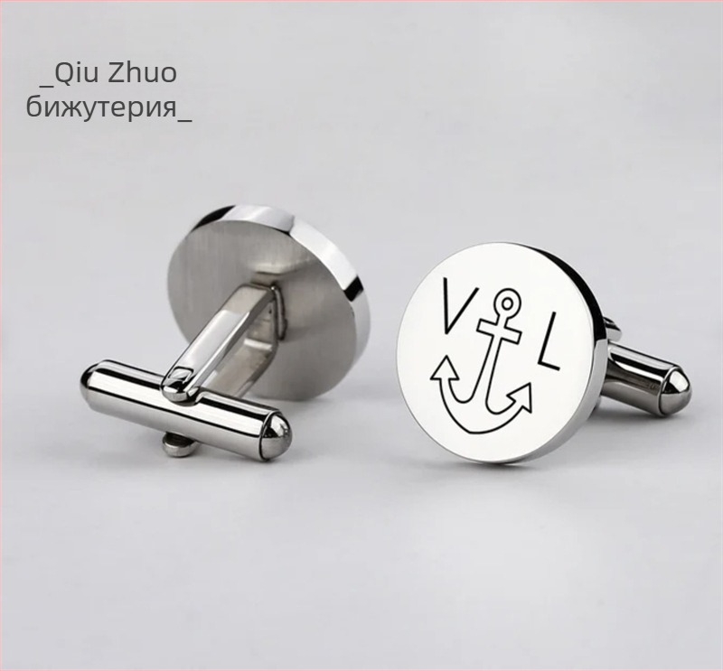 Кръгли огледални копчета за маншети от неръждаема стомана, френски стил, с гравиране, персонализируеми за мъжки ризи