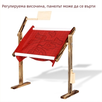Настолна рамка за бродерия от твърдо дърво, вертикална конструкция, 5 отвора, регулируема височина, китайски стил