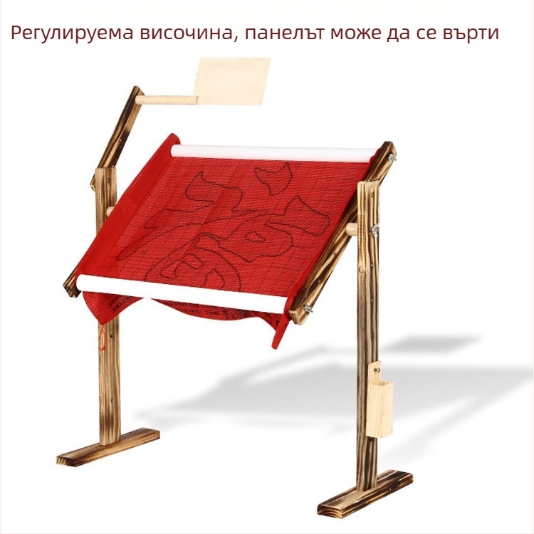 Настолна рамка за бродерия от твърдо дърво, вертикална конструкция, 5 отвора, регулируема височина, китайски стил